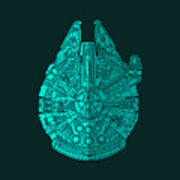 Star Wars Art - Millennium Falcon - Blue 02 Poster