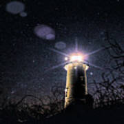 Stars Over Nobska Lighthouse Poster