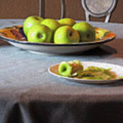 Still Life With Apples And Chair Poster