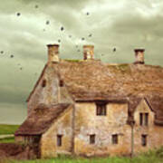 Stone Cottage And Stormy Sky Poster