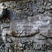 Stone Horse Temple Carving Poster