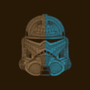 Stormtrooper Helmet - Star Wars Art - Brown Blue Poster