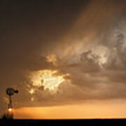 Stormy Sunset And Windmill 07 Poster