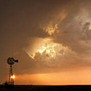 Stormy Sunset And Windmill 08 Poster