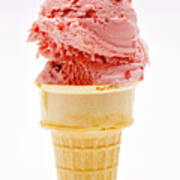 Strawberry Cherry Ice Cream Cone Poster