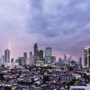 Stunning Sunset Over Jakarta, Indonesia Capital City Poster