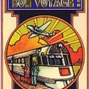 Stylized Bon Voyage Vintage Poster Poster