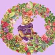 Summer Teddy Bear With Roses Poster