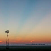 Sunrise And Windmill 02 Poster