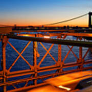 Sunrise On The Brooklyn Bridge Poster