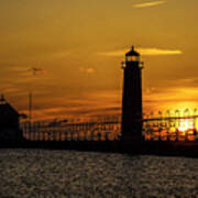 Sunset At Grand Haven Pier Poster
