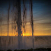 Sunset Behind The Waterfall Poster