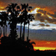 Sunset Beyond The Palms Poster