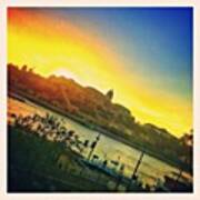 #sunset #budapest #castle #river #boat Poster