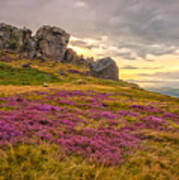 Sunset By Cow And Calf Rocks Poster