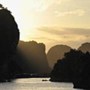 Sunset On Halong Bay Poster