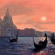 Sunset On The Grand Canal In Venice Poster