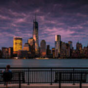 Sunset Over New World Trade Center New York City Poster