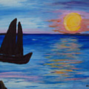 Sunset Sail Dark Poster