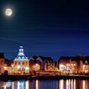Supermoon Rising Over Norfolk Town Uk Poster