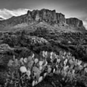 Superstition Mountains In Black And White Poster