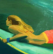 Surfer Girl Duck Dive Poster