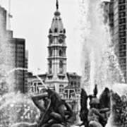 Swann Memorial Fountain In Black And White Poster