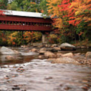 Swift River Covered Bridge With Autumn Colors Poster