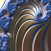 Swirly Blue Fractal Art Poster
