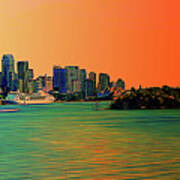 Sydney Harbour In Orange Poster