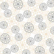 Tan And Silver Floral Pattern Poster