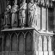 Tarragona Spain Cathedral Statues Bw Poster