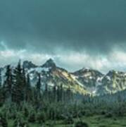 Tatoosh With Storm Clouds Poster
