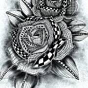 Tattoo Rose Greyscale Poster