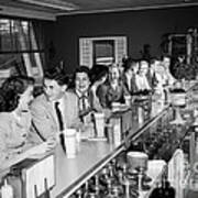 Teens At Soda Fountain Counter, C.1950s Poster