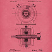 Tesla Generator 1891 Patent Art Red Poster