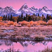 Teton Frosty Fall Morning Panorama Poster