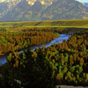 Teton Peak And Snake River Poster