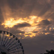 Texas Star Ferris Wheel And Sun Rays Poster