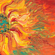 Textured Fire Sunflower Poster