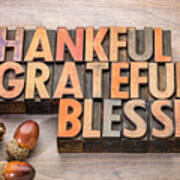 Thankful, Grateful, Blessed - Thanksgiving Theme Poster