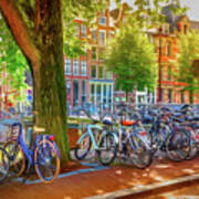 The Bicycles Of Amsterdam Watercolor Painting Poster