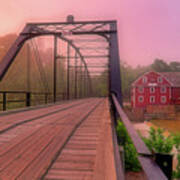 The Bridge To War Eagle Mill - Arkansas - Historic - Sunrise Poster