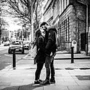 The Kiss - Dublin, Ireland - Black And White Street Photography Poster