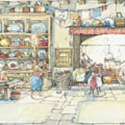 The Kitchen At Crabapple Cottage Poster