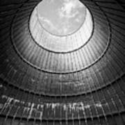 The Little House Inside The Cooling Tower Bw Poster