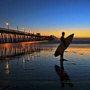 The Lone Surfer At The Imperial Beach Pier Poster