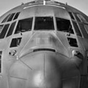 The Mc-130j In Black And White Poster