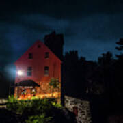 The Old Red Mill At Night Poster