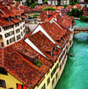 The Red Rooftops Of Bern Switzerland Poster